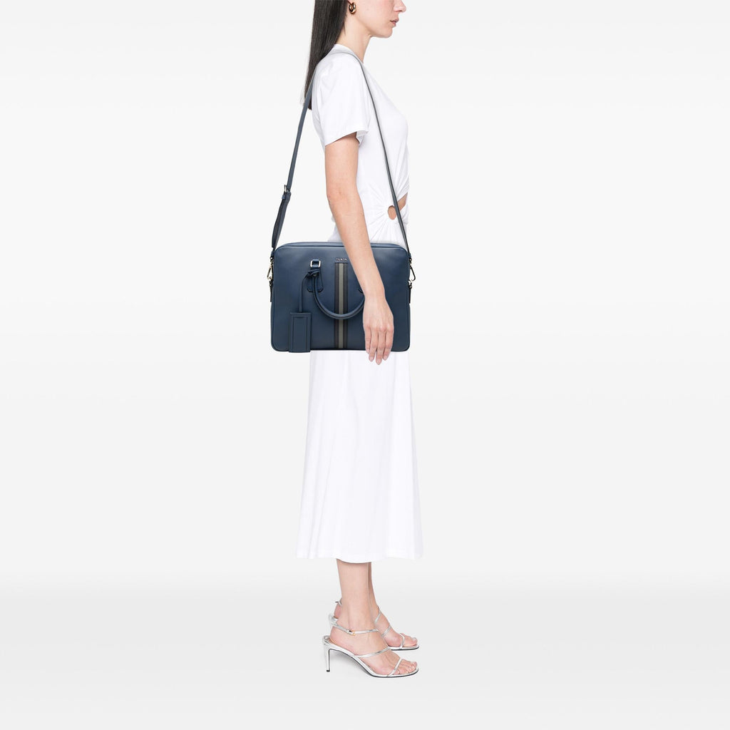 Prada Saffiano Striped Business Bag