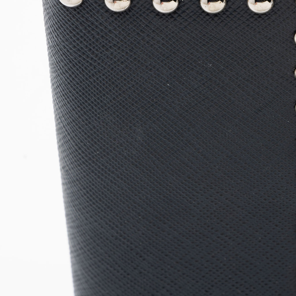 Prada Saffiano Studded Crystal Continental Wallet
