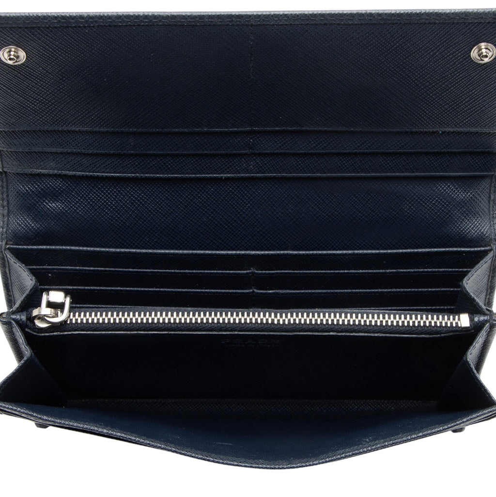 Prada Saffiano Studded Crystal Continental Wallet