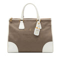 Prada Saffiano Trimmed Canvas Canapa Logo Double Zip Satchel