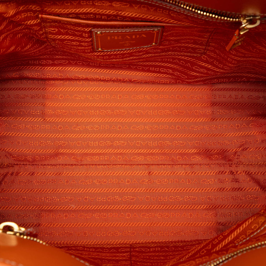 Prada Saffiano Trimmed Canvas Canapa Satchel