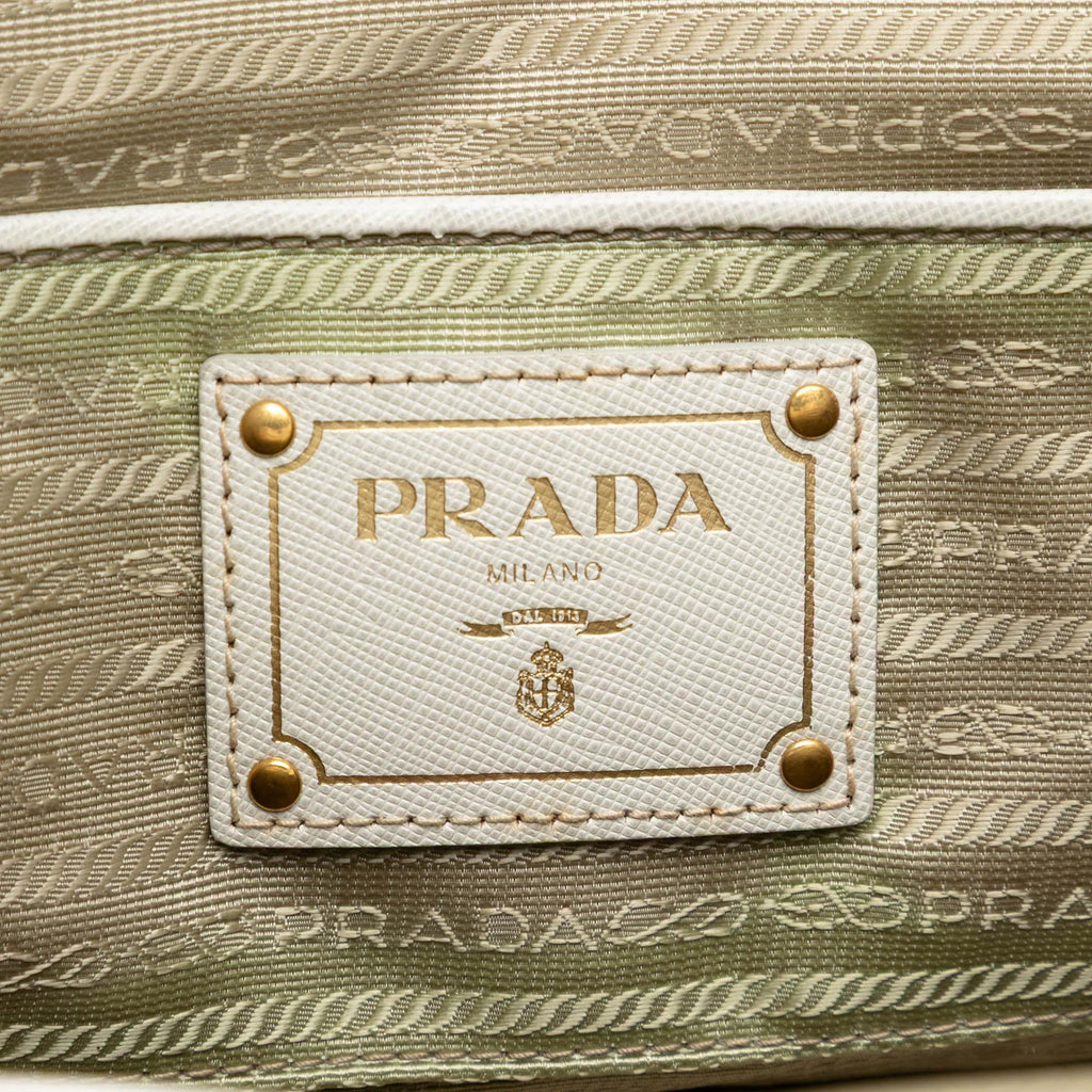 Prada Saffiano Trimmed Canvas Canapa Satchel