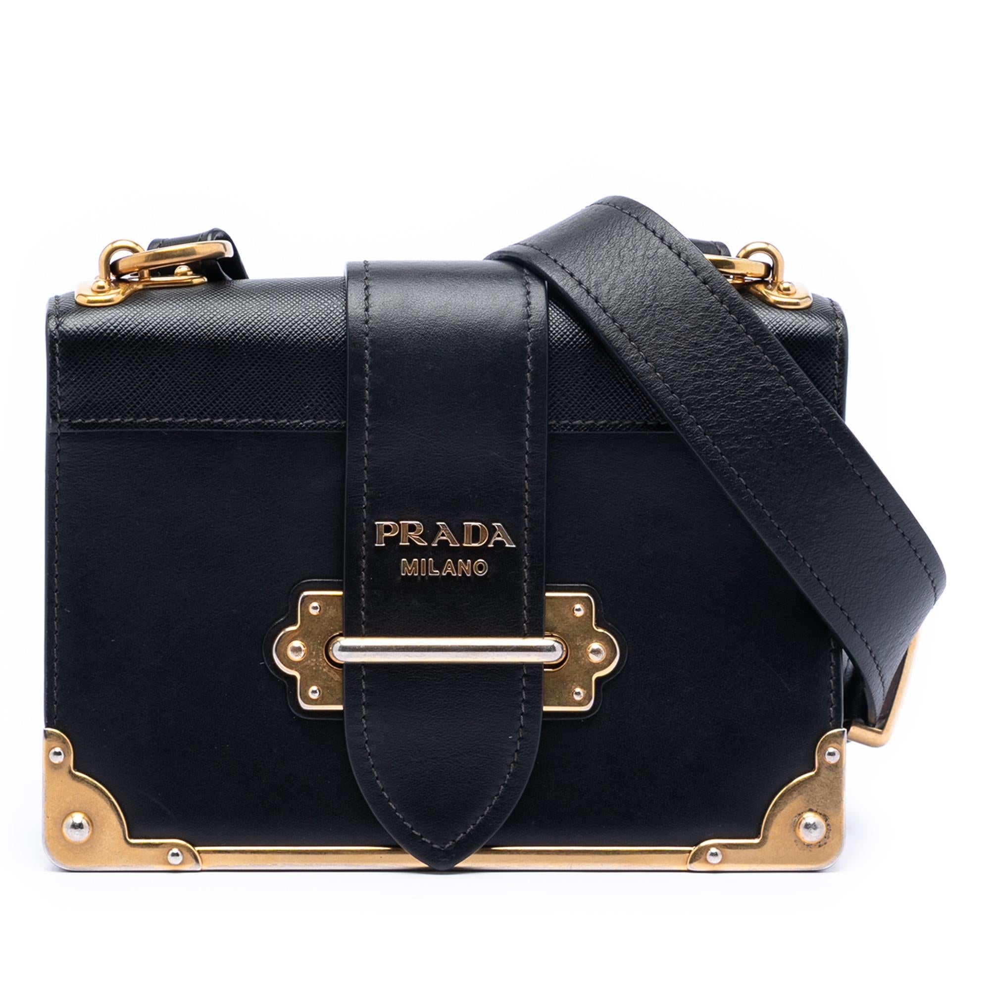Prada Saffiano Trimmed City Calf Cahier Crossbody