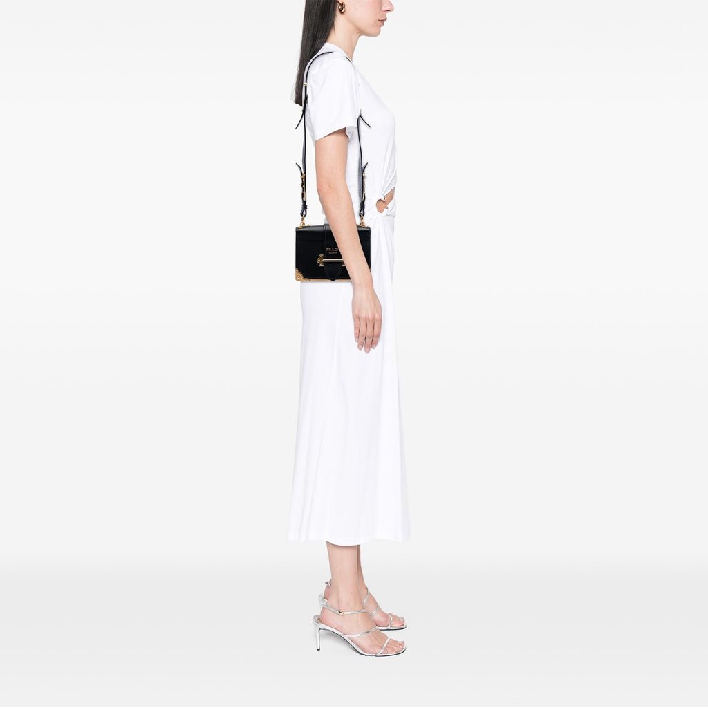 Prada Saffiano Trimmed City Calf Cahier Crossbody