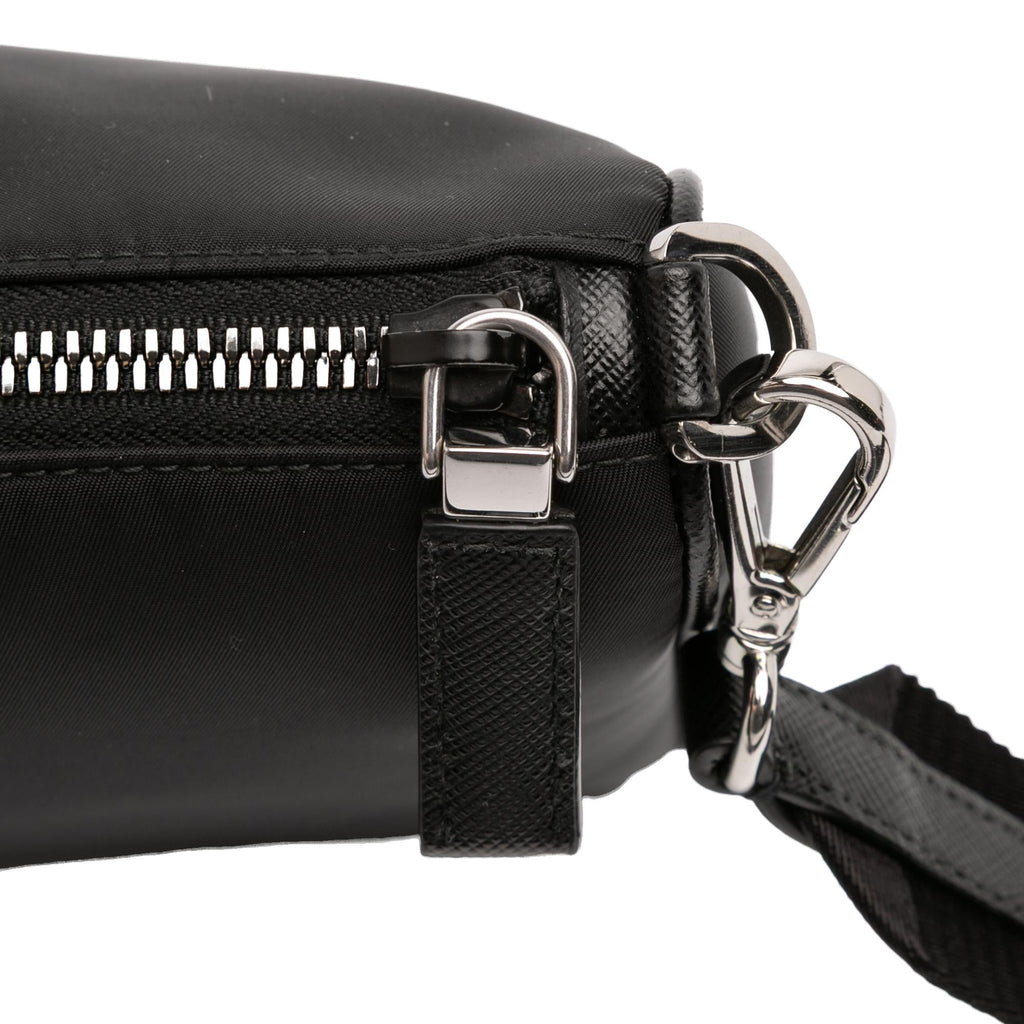 Prada Saffiano Trimmed Re Nylon Zip Top Crossbody