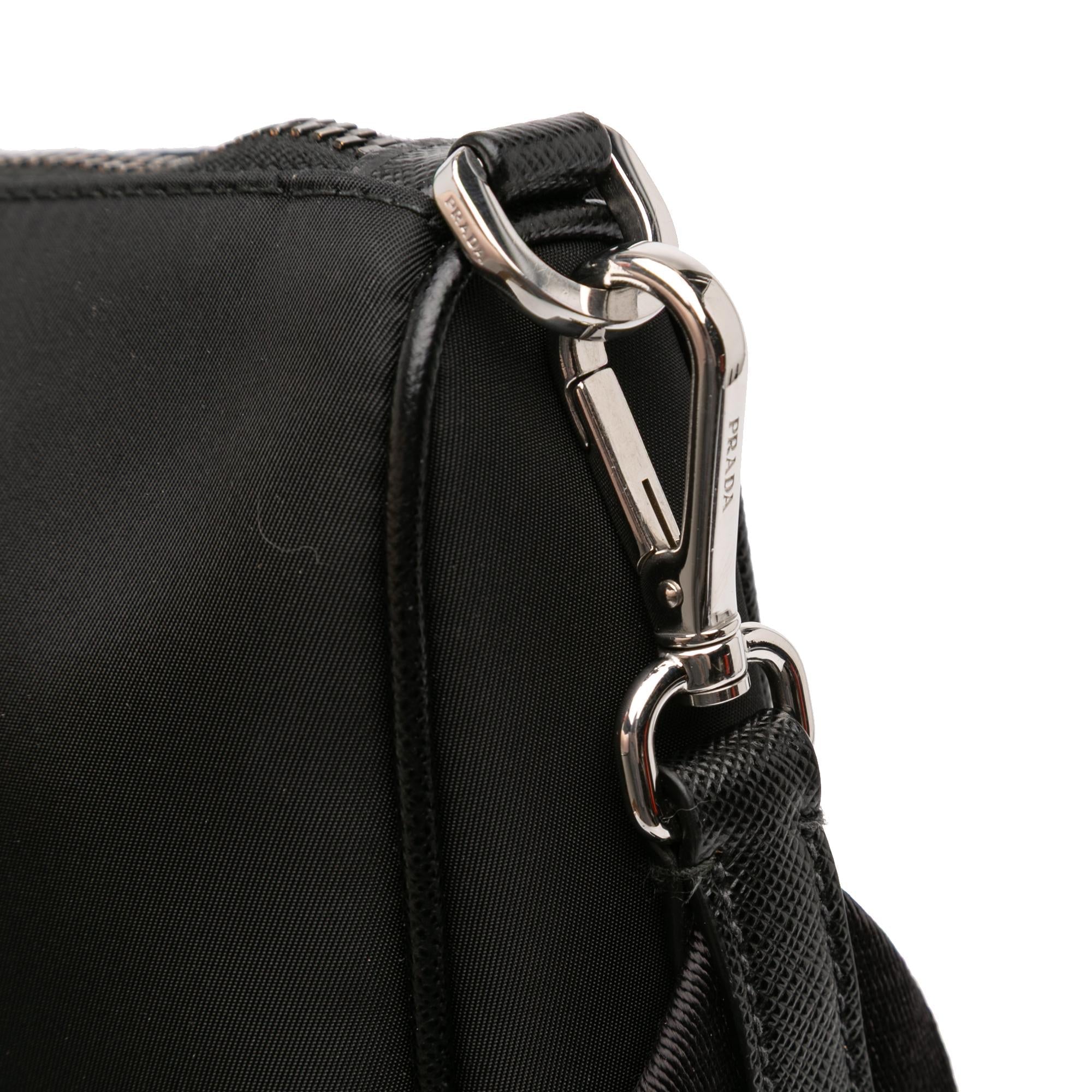 Prada Saffiano Trimmed Re Nylon Zip Top Crossbody
