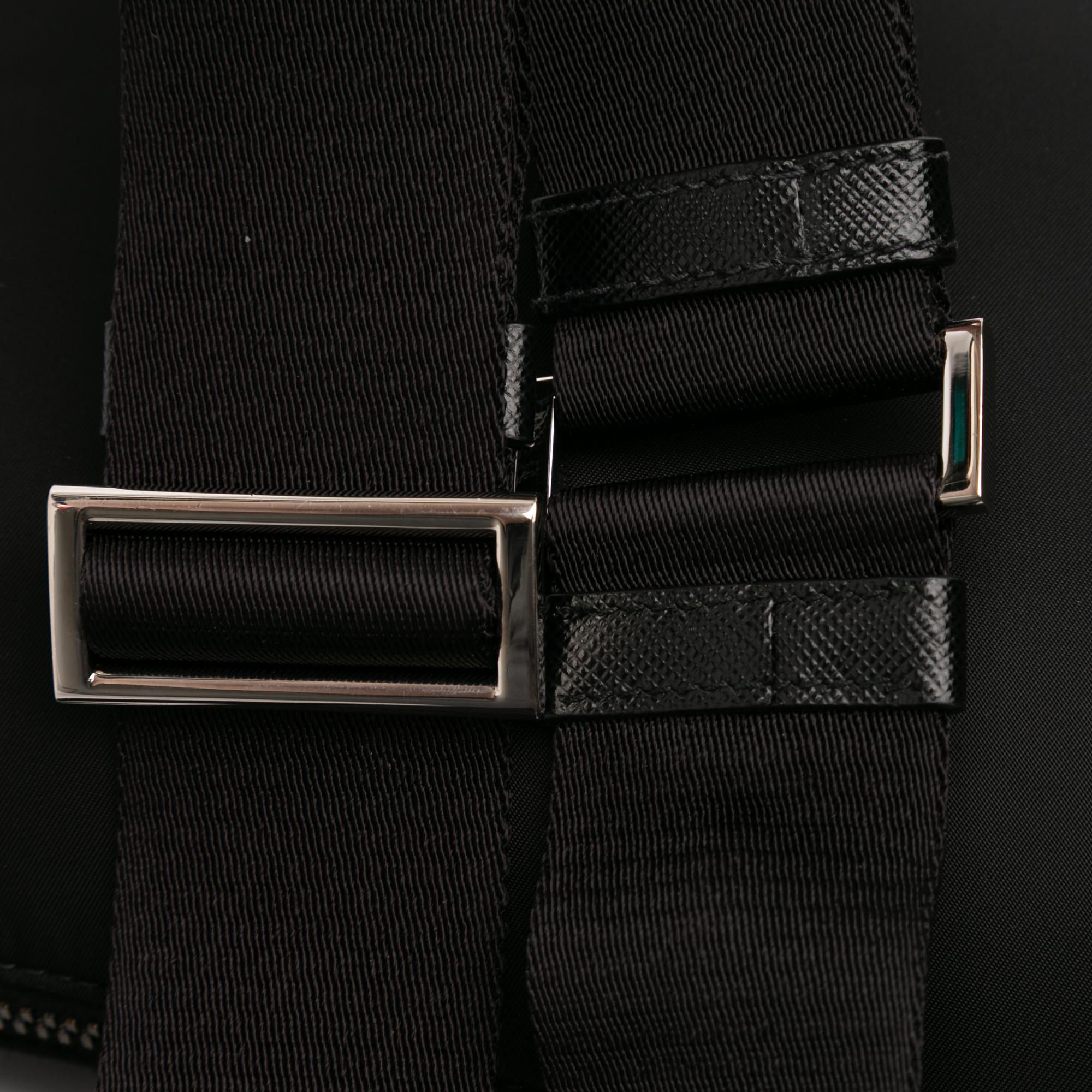 Prada Saffiano Trimmed Re Nylon Zip Top Crossbody