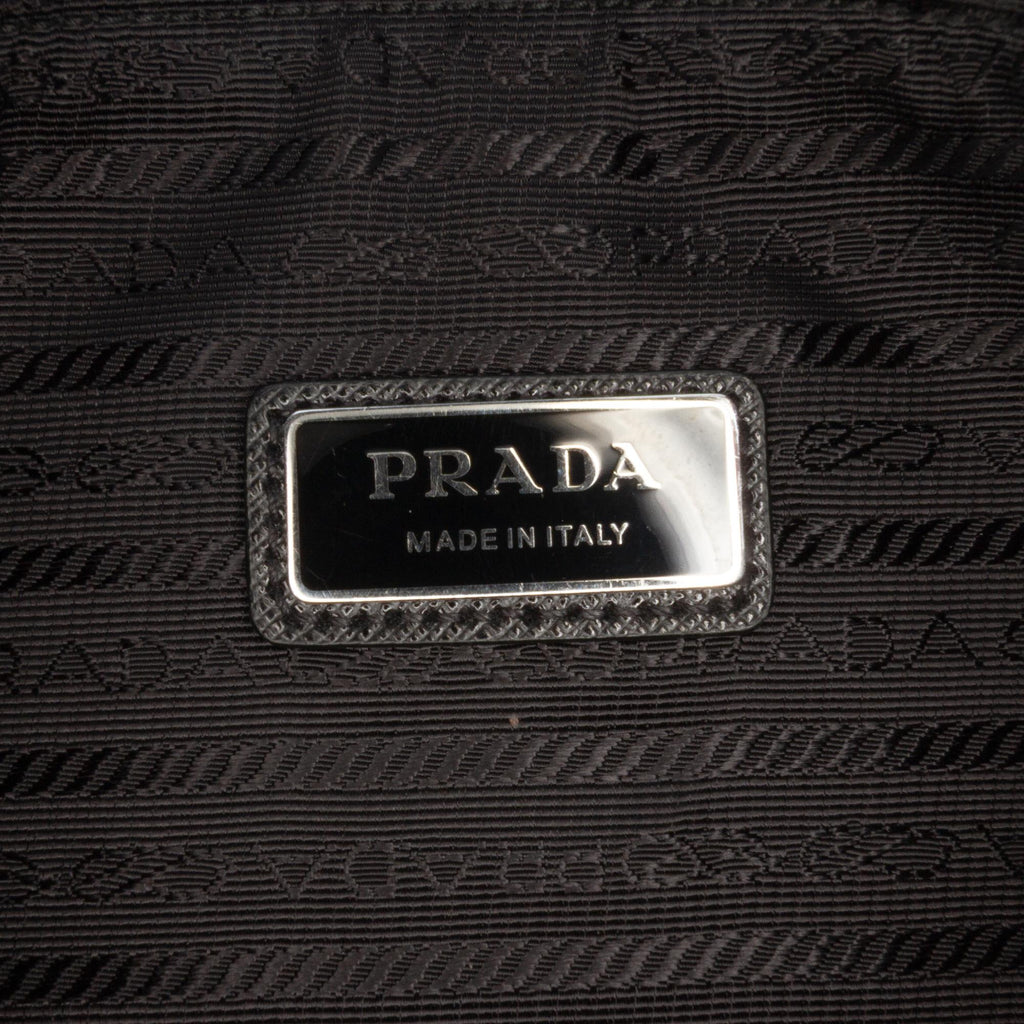 Prada Saffiano Trimmed Re Nylon Zip Top Crossbody