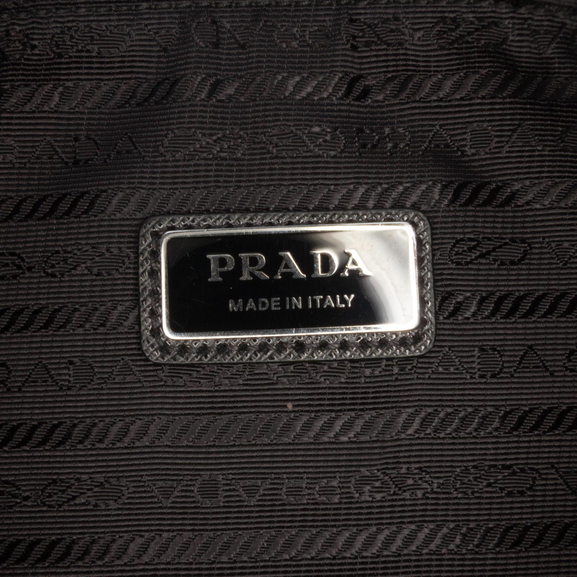 Prada Saffiano Trimmed Re Nylon Zip Top Crossbody