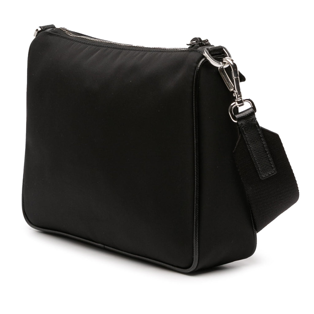 Prada Saffiano Trimmed Re Nylon Zip Top Crossbody