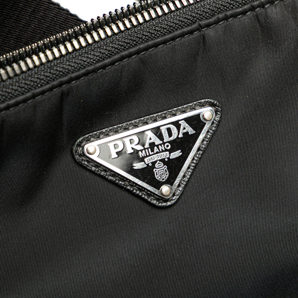 Prada Saffiano Trimmed Re Nylon Zip Top Crossbody