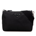 Prada Saffiano Trimmed Re Nylon Zip Top Crossbody