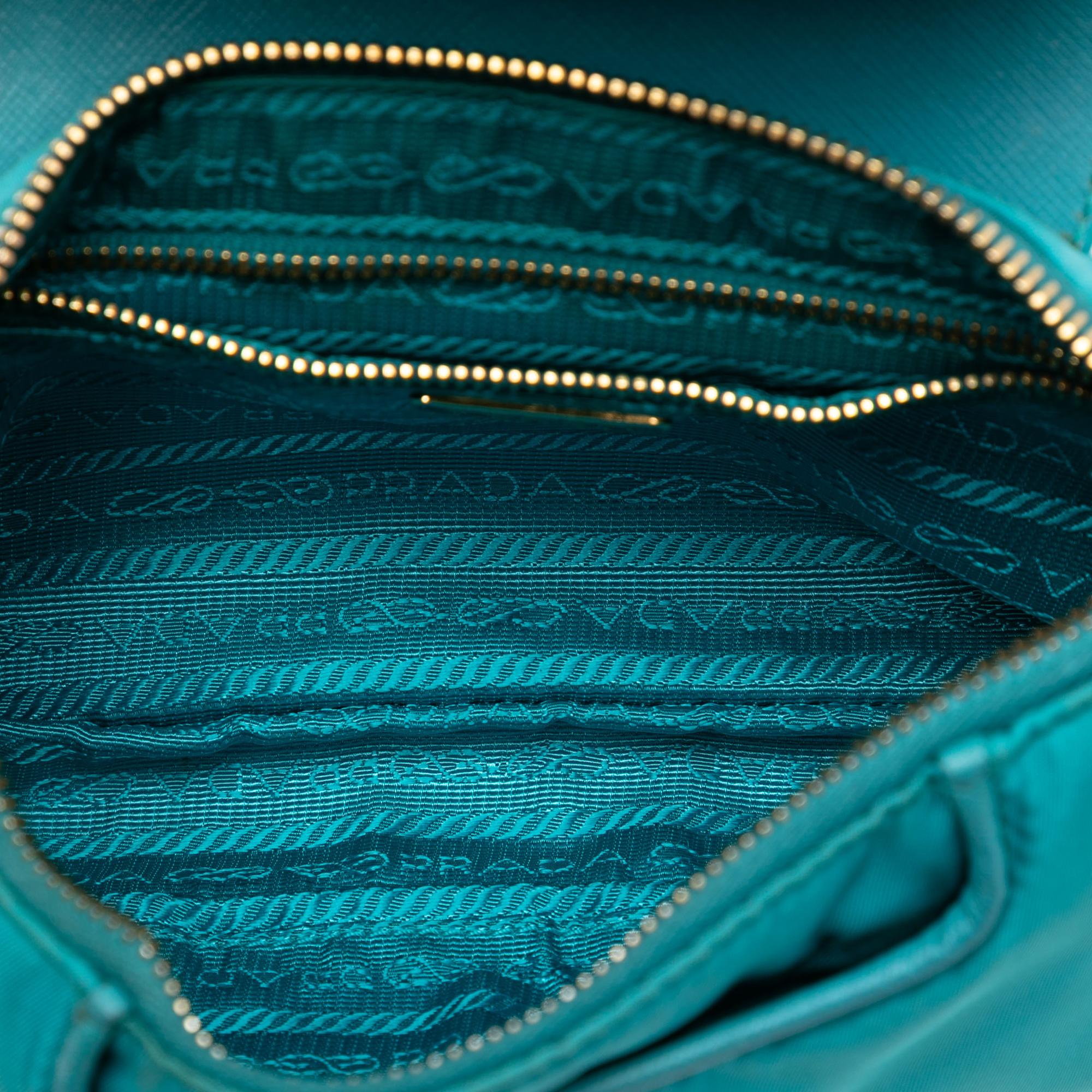 Prada Saffiano Trimmed Tessuto Chain Crossbody