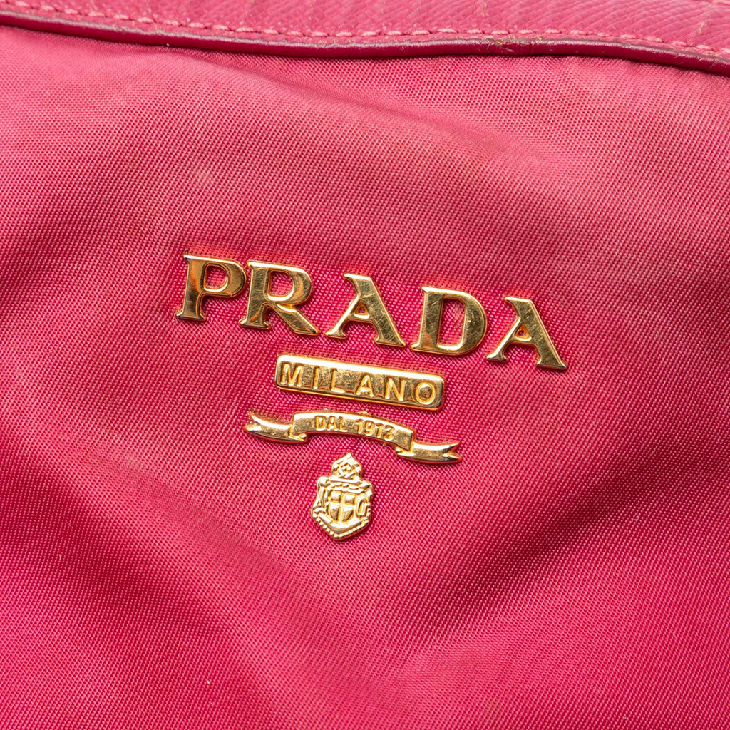 Prada Saffiano Trimmed Tessuto Dome Satchel