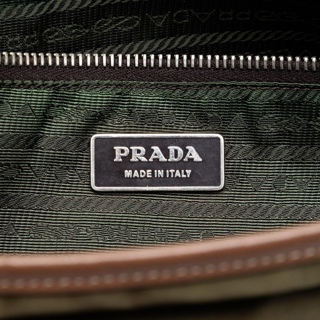 Prada Saffiano Trimmed Tessuto Double Buckle Messenger Bag
