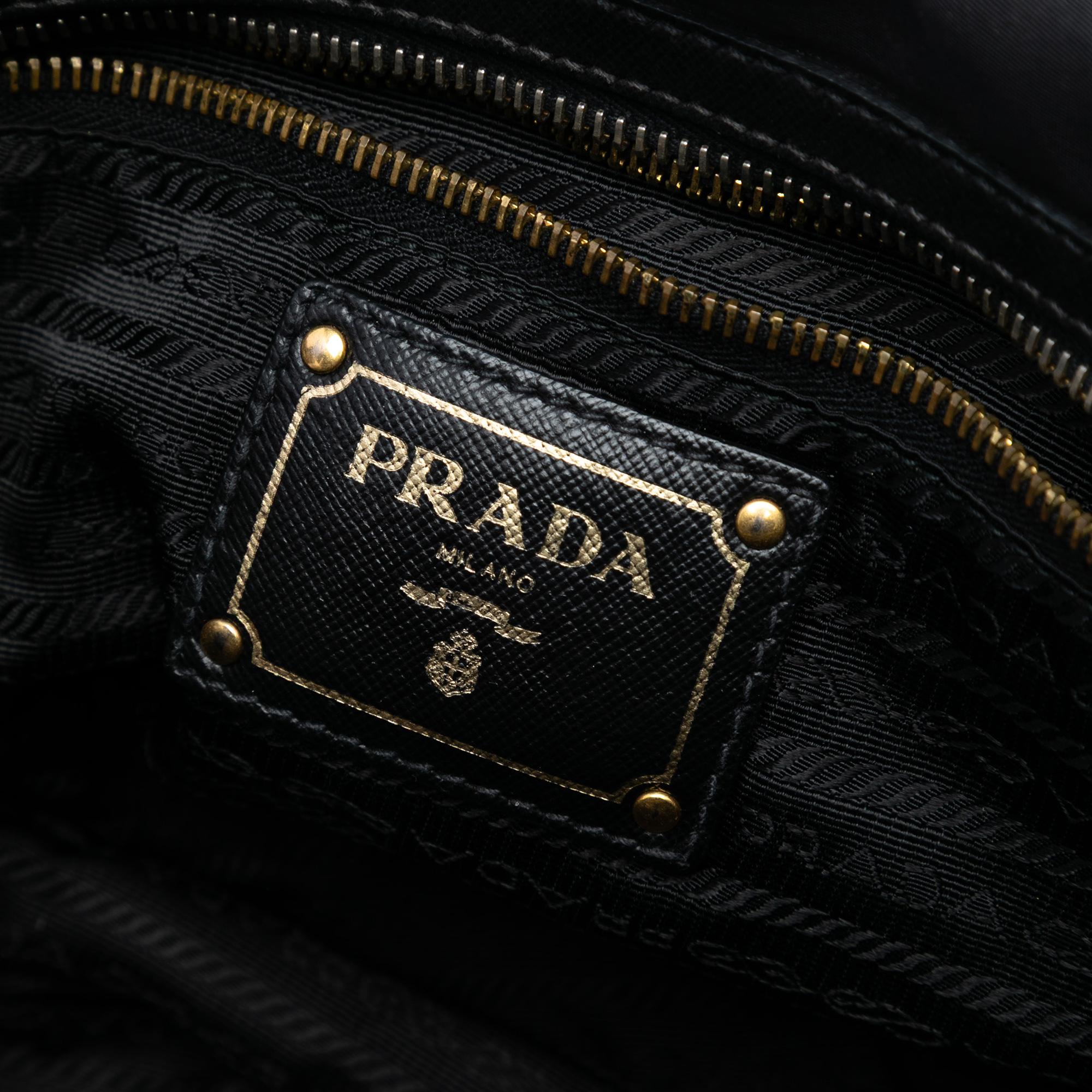 Prada Saffiano Trimmed Tessuto Logo Satchel