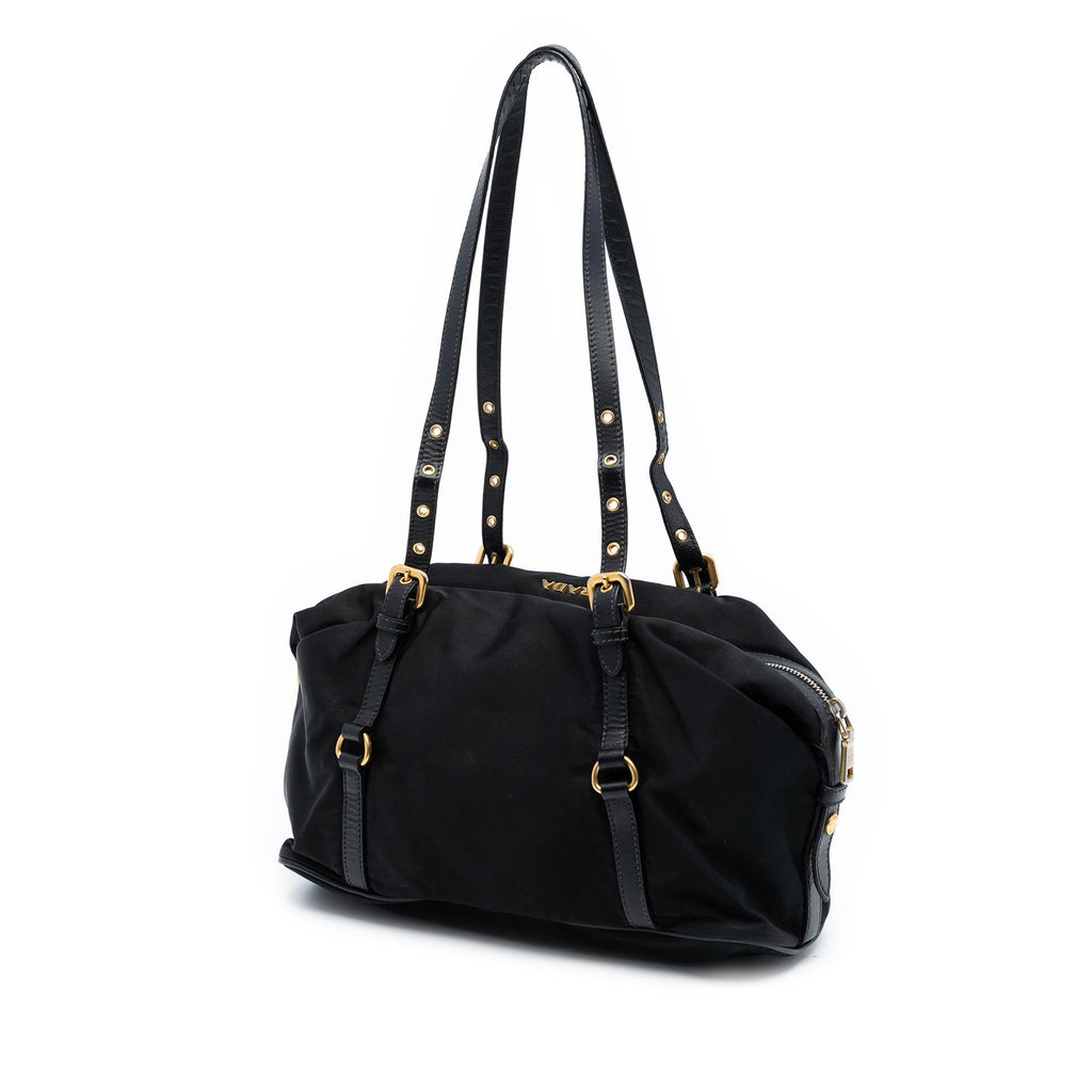 Prada Saffiano Trimmed Tessuto Logo Satchel