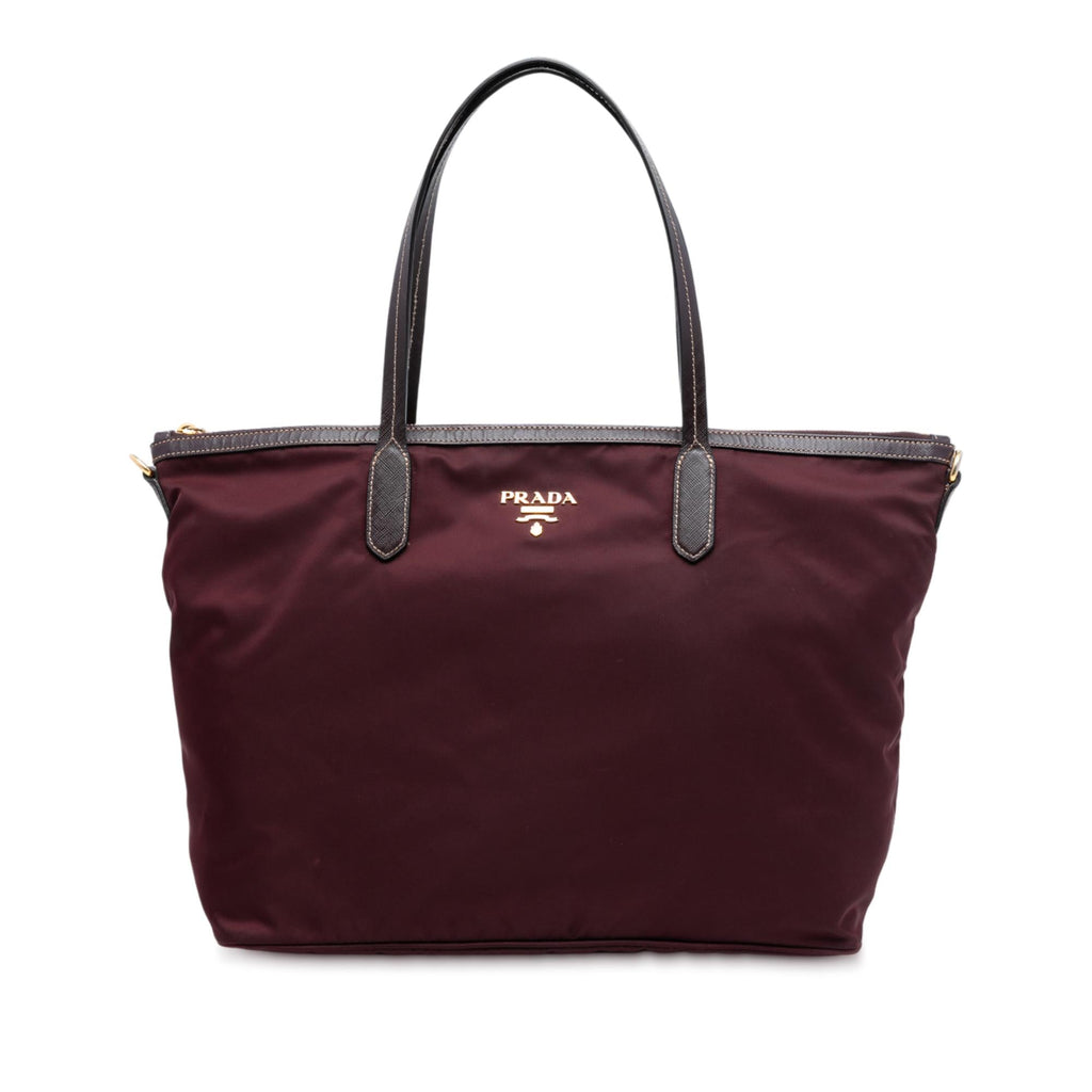 Prada Saffiano Trimmed Tessuto Satchel