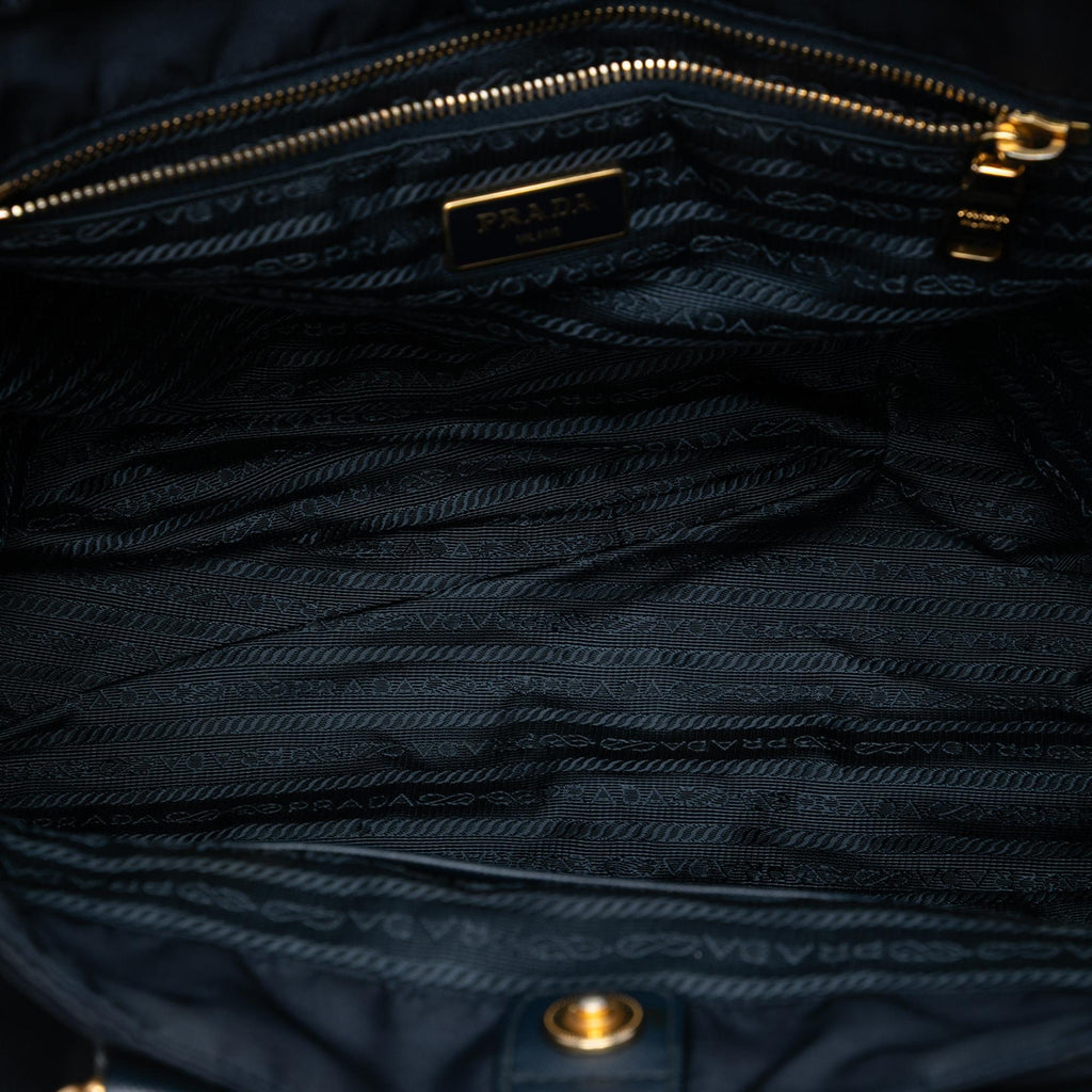 Prada Saffiano Trimmed Tessuto Satchel