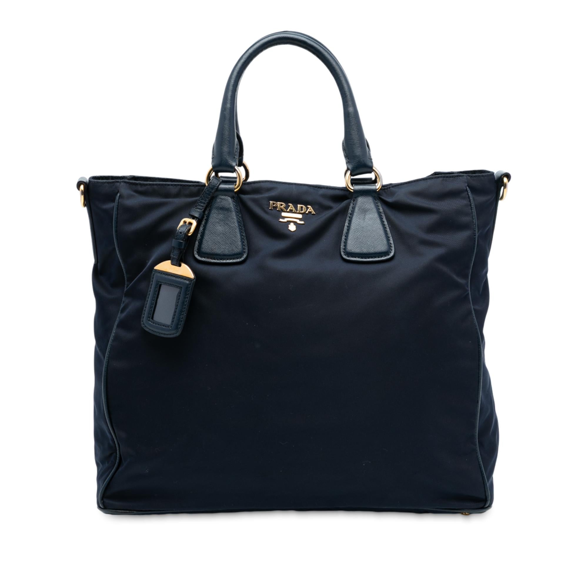 Prada Saffiano Trimmed Tessuto Satchel