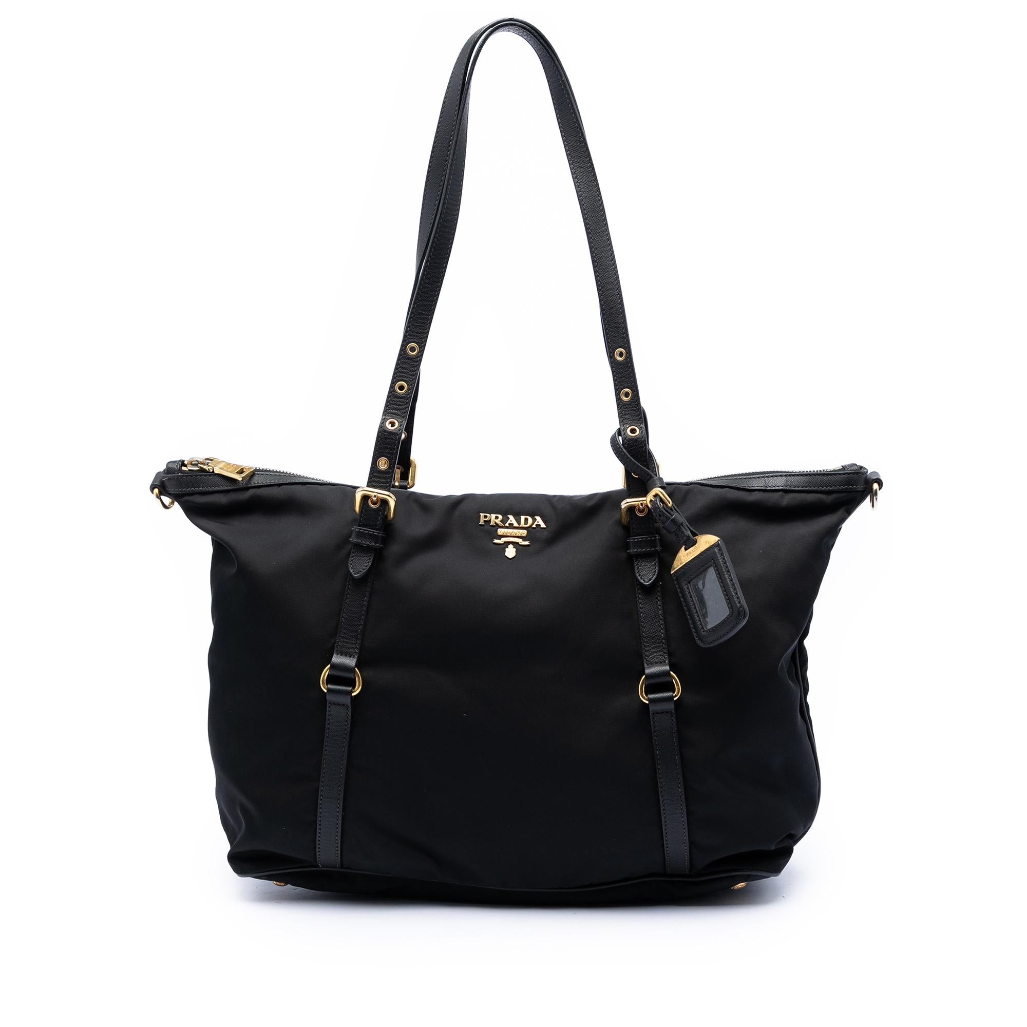 Prada Saffiano Trimmed Tessuto Satchel
