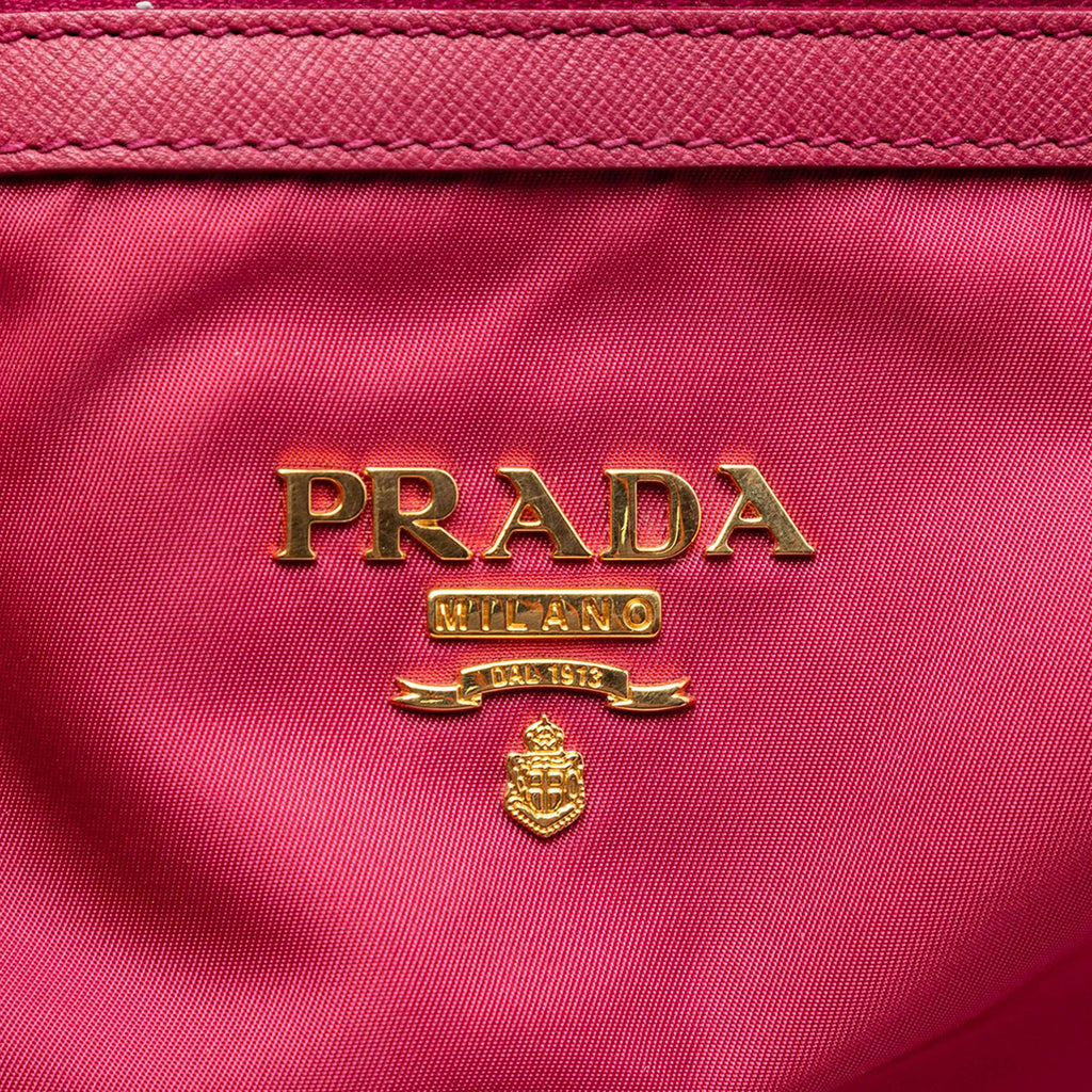 Prada Saffiano Trimmed Tessuto Satchel