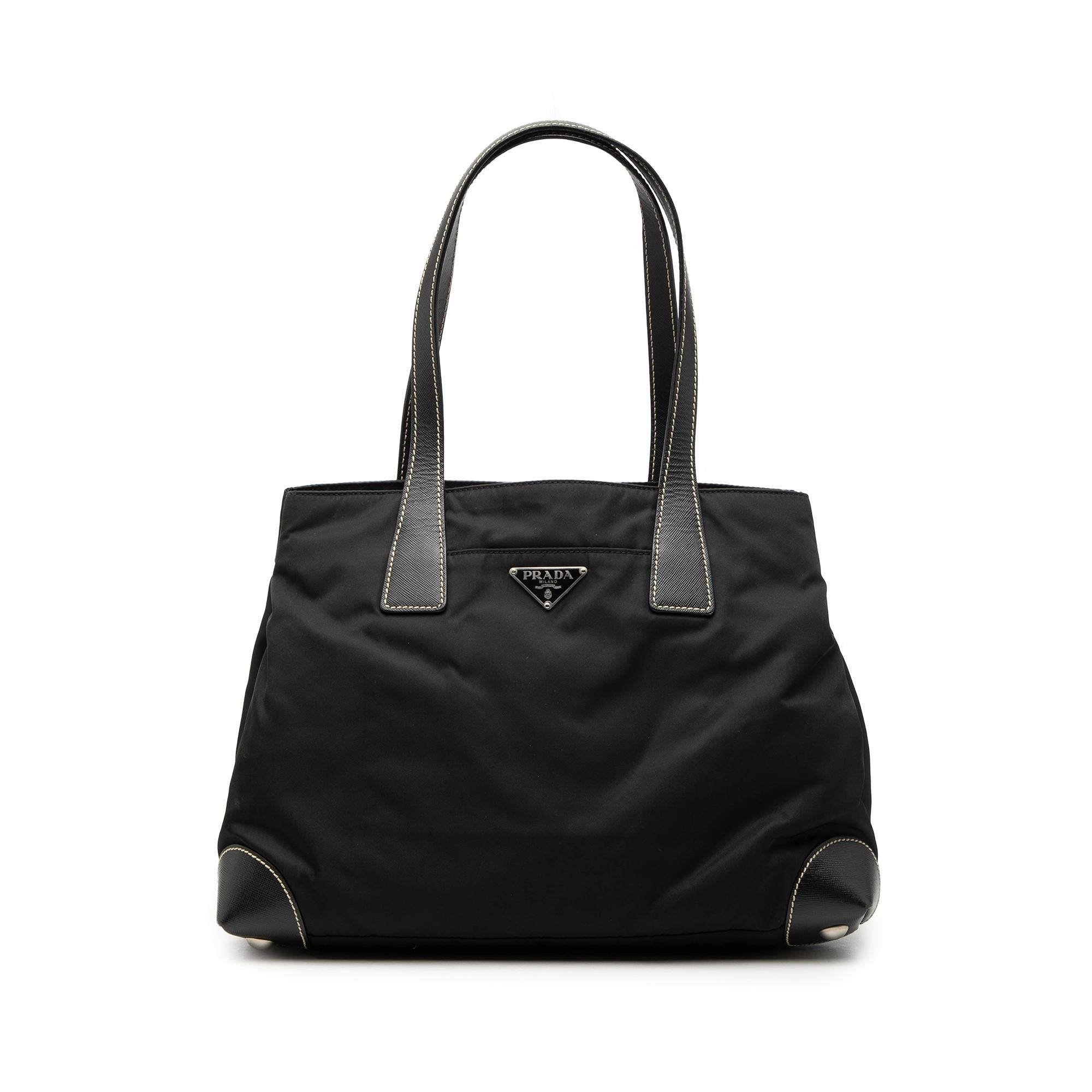 Prada Saffiano Trimmed Tessuto Shopper Tote