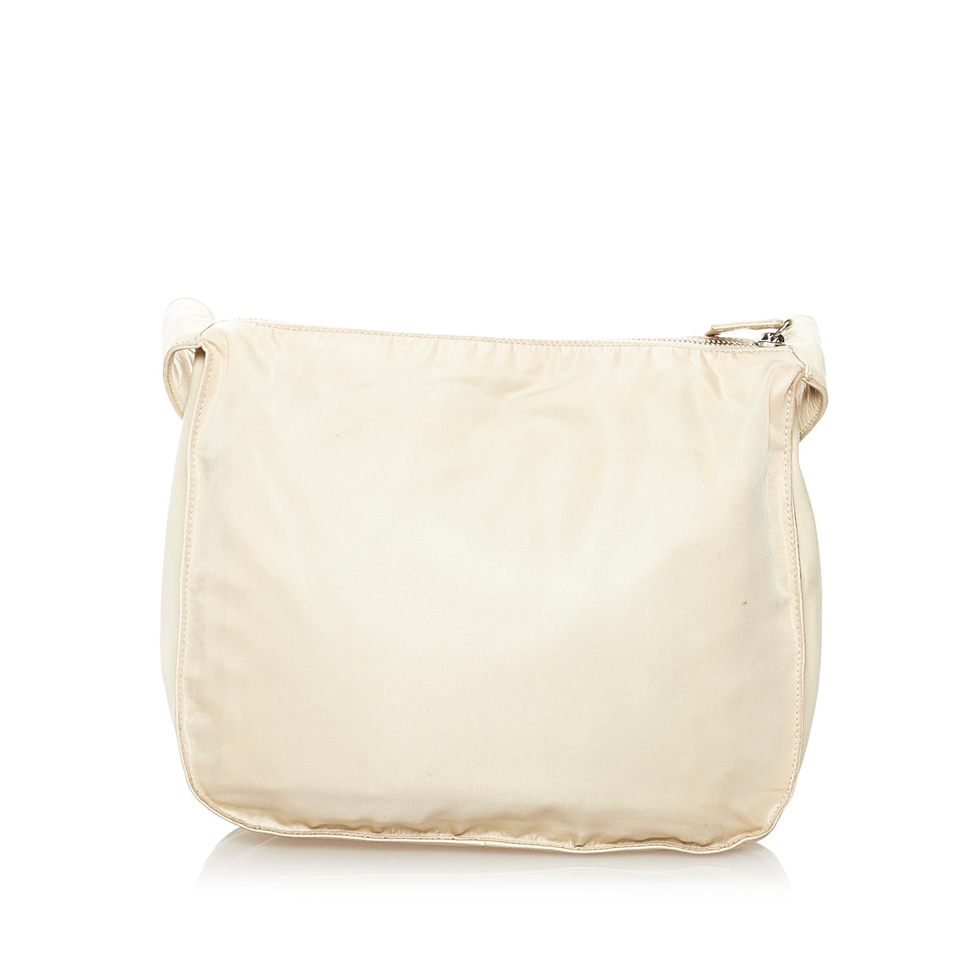 Prada Saffiano Trimmed Tessuto Shoulder Bag (SHG-32896)