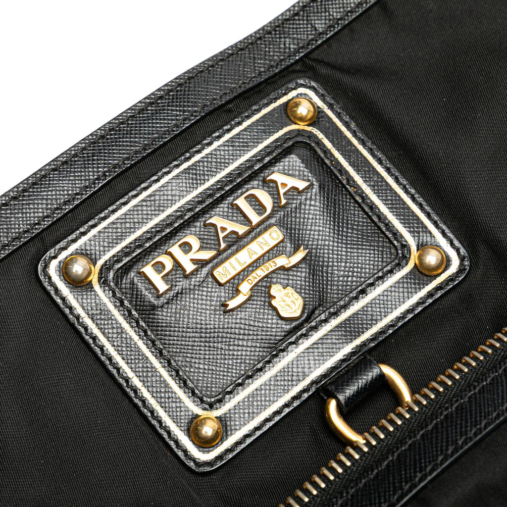 Prada Saffiano Trimmed Tessuto Snap Crossbody