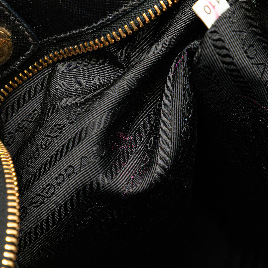 Prada Saffiano Trimmed Tessuto Snap Crossbody