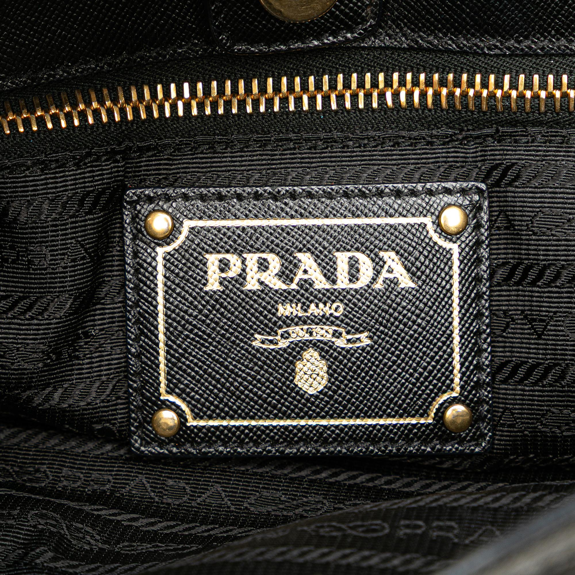 Prada Saffiano Trimmed Tessuto Snap Crossbody