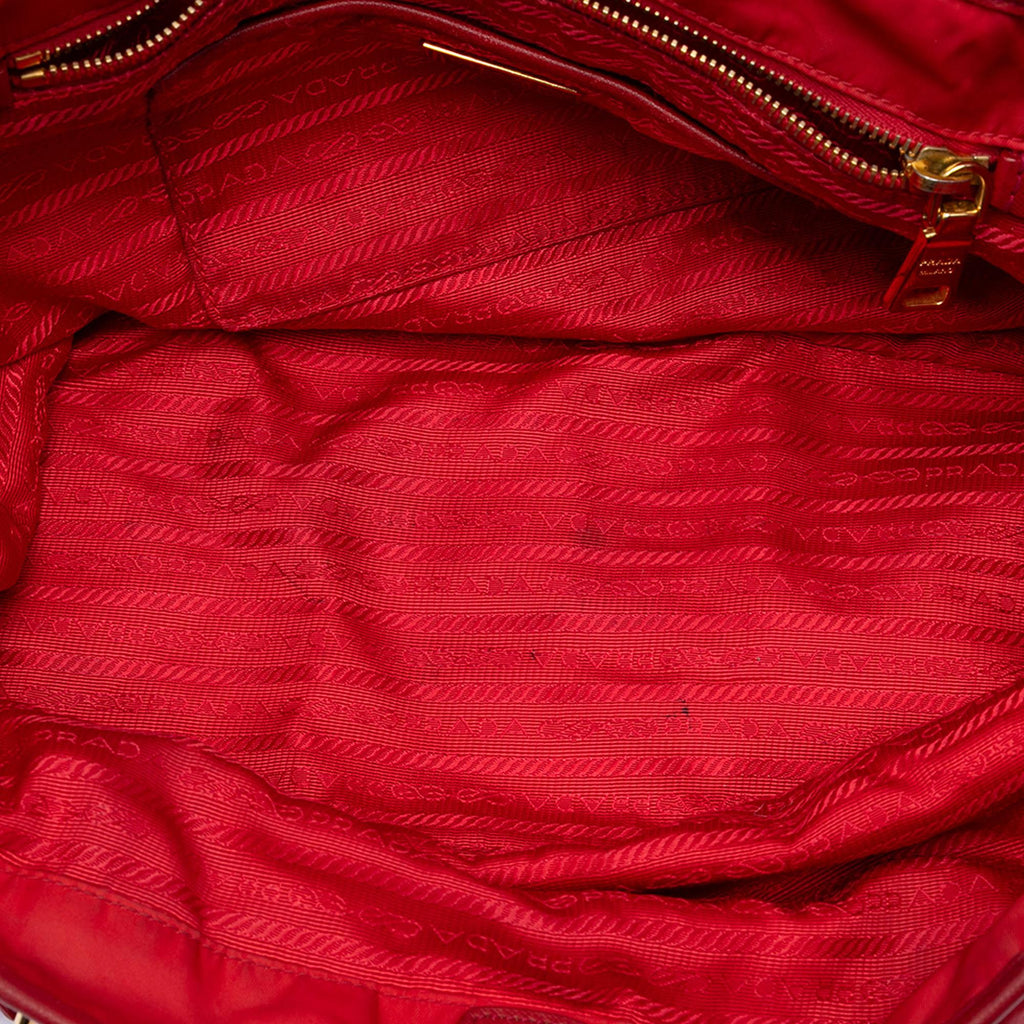 Prada Saffiano Trimmed Tessuto Tote
