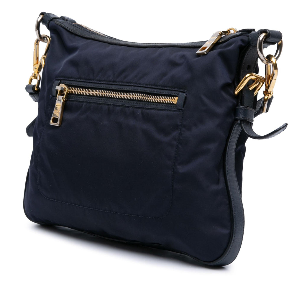 Prada Saffiano Trimmed Tessuto Zip Top Crossbody