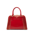 Prada Saffiano Vernice Pyramid Studded Frame Bag
