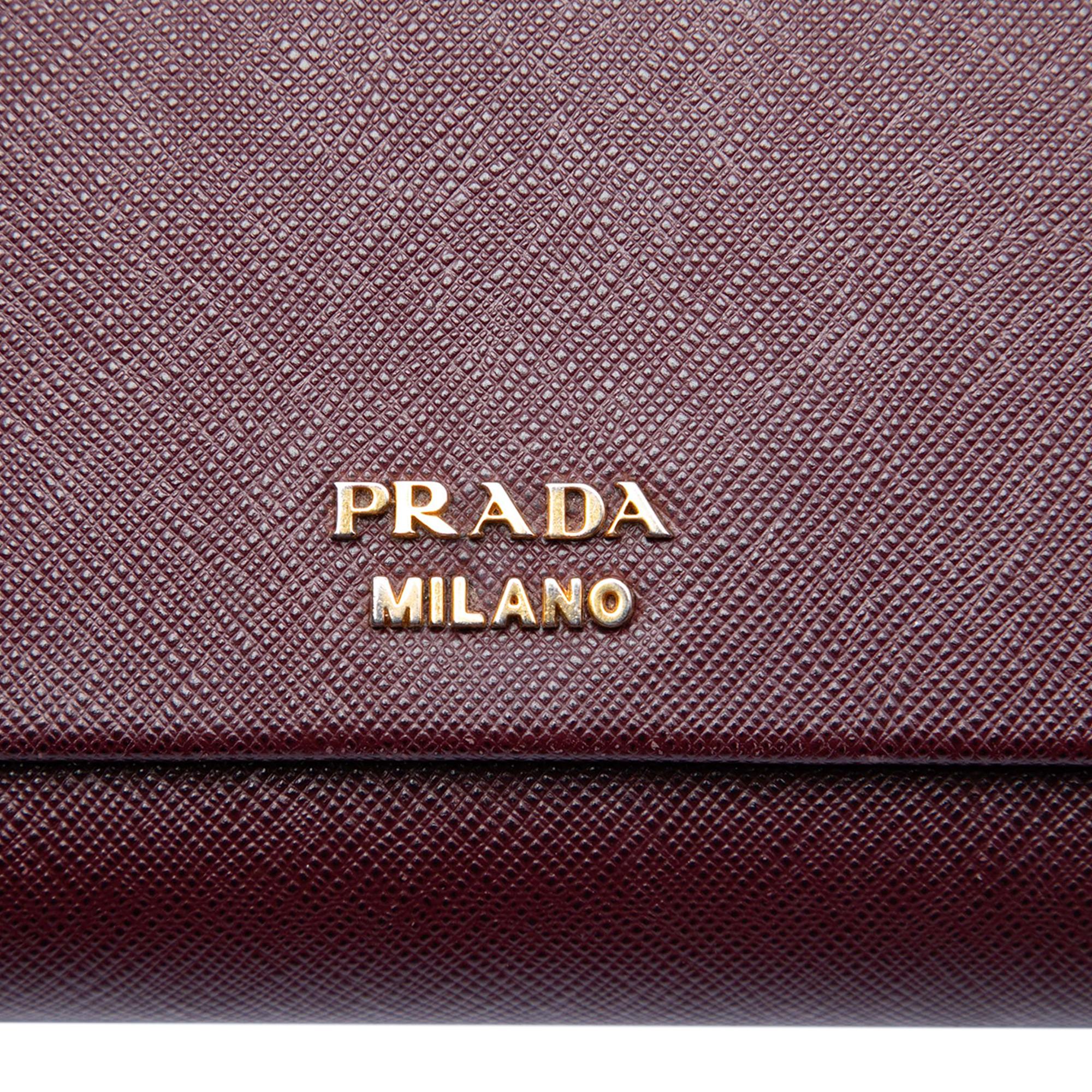 Prada Saffiano and City Calf Bibliotheque Clutch with Chain