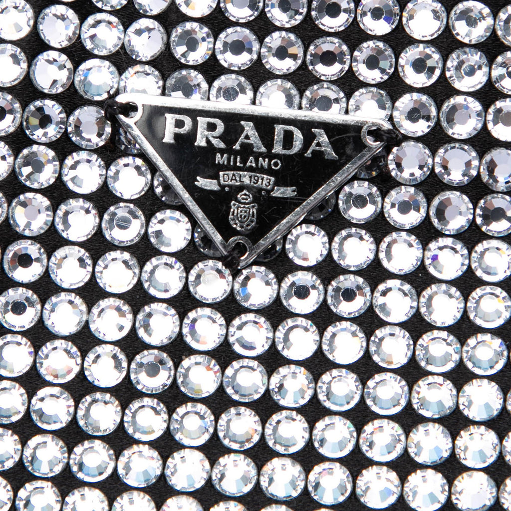 Prada Satin Crystal Embellished Chain Flat Tote