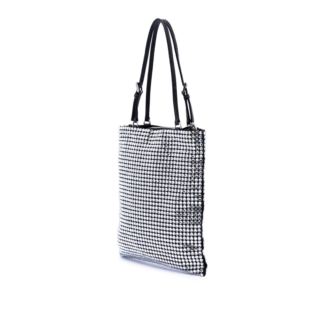 Prada Satin Crystal Embellished Chain Flat Tote