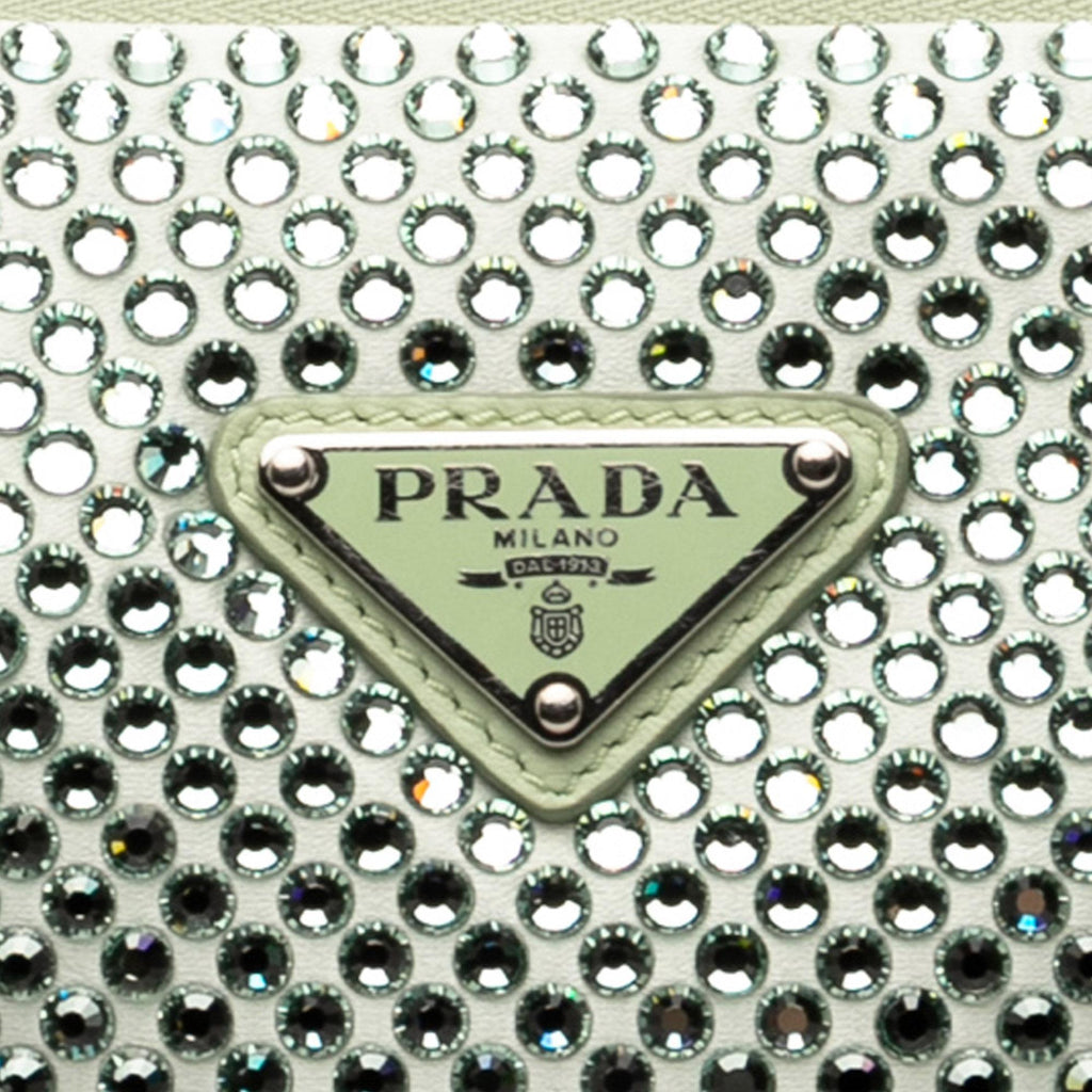 Prada Satin Crystal Embellished Triangle Pouch