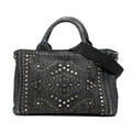 Prada Small Denim Canapa Bijoux and Grommet Satchel