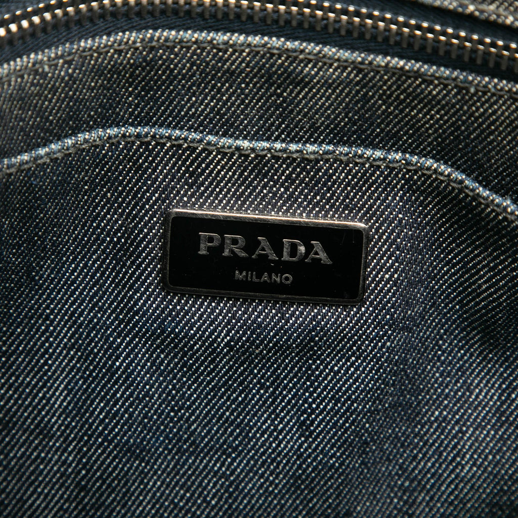 Prada Small Denim Canapa Bijoux and Grommet Satchel