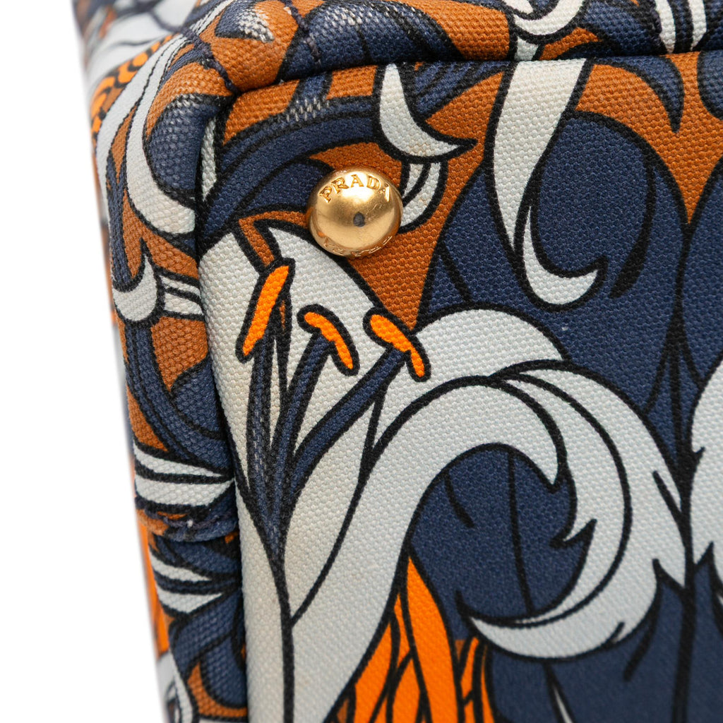 Prada Small Floral Printed Canvas Canapa Satchel