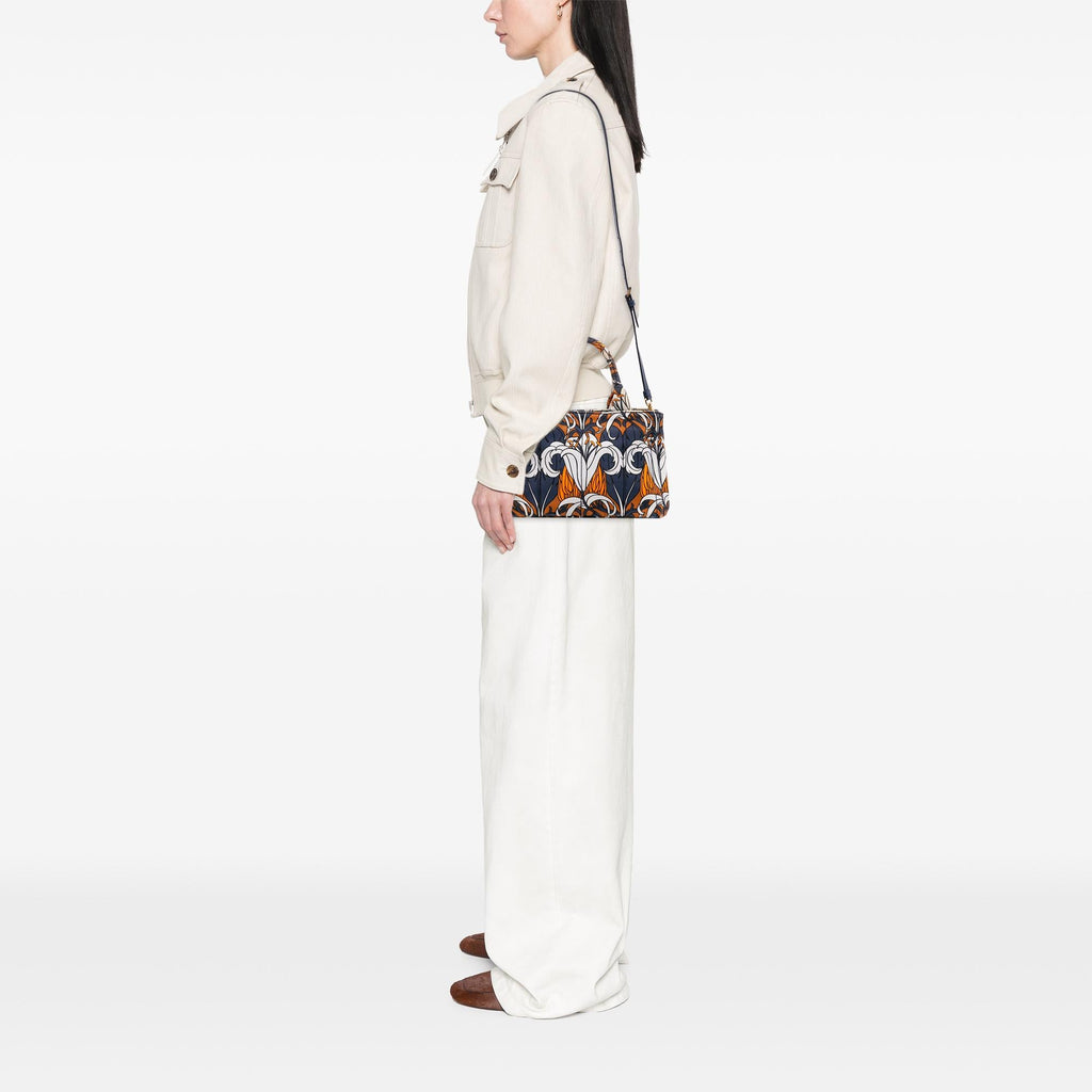Prada Small Floral Printed Canvas Canapa Satchel