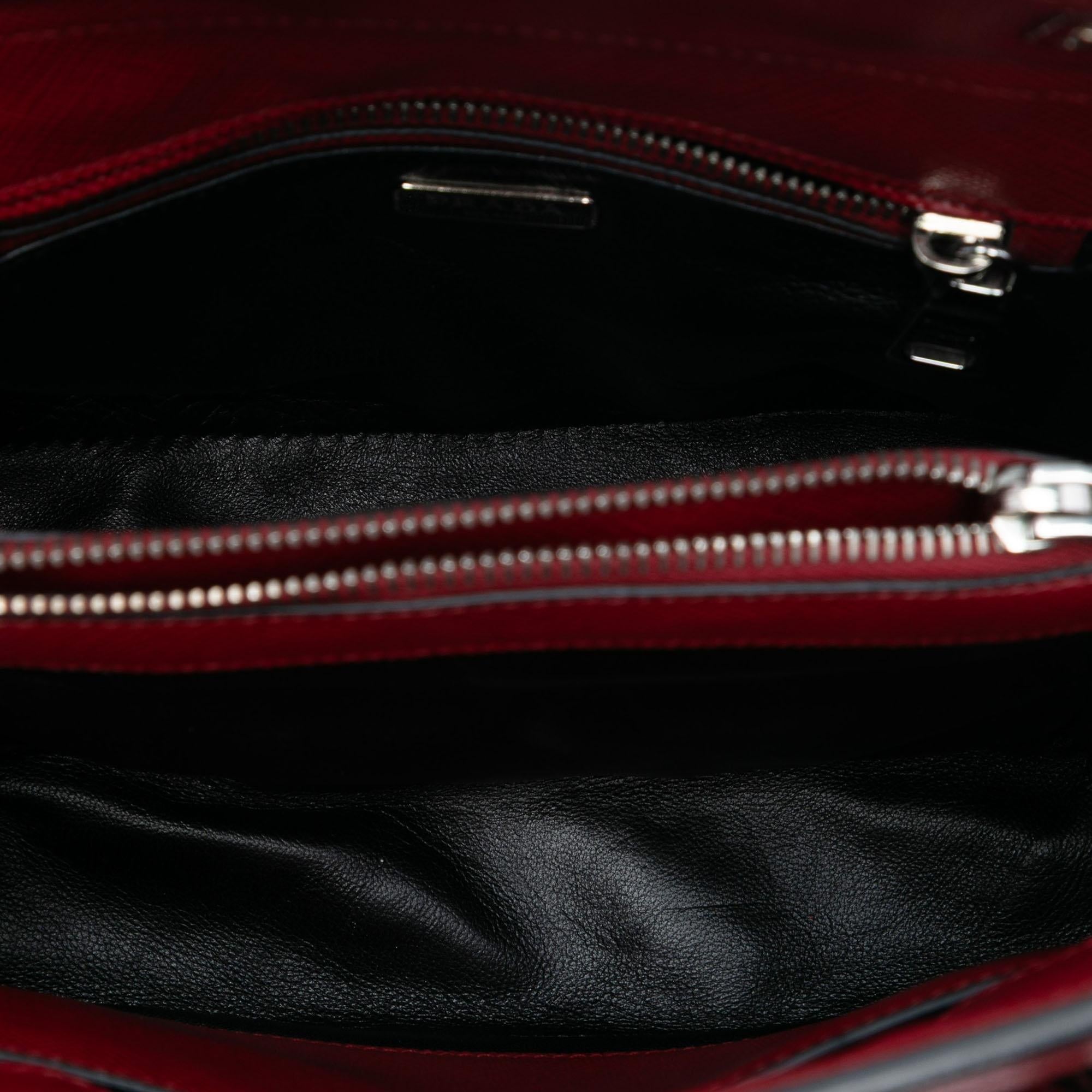 Prada Small Saffiano Cuir Turnlock Twin Satchel