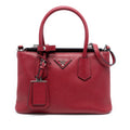 Prada Small Saffiano Cuir Turnlock Twin Satchel