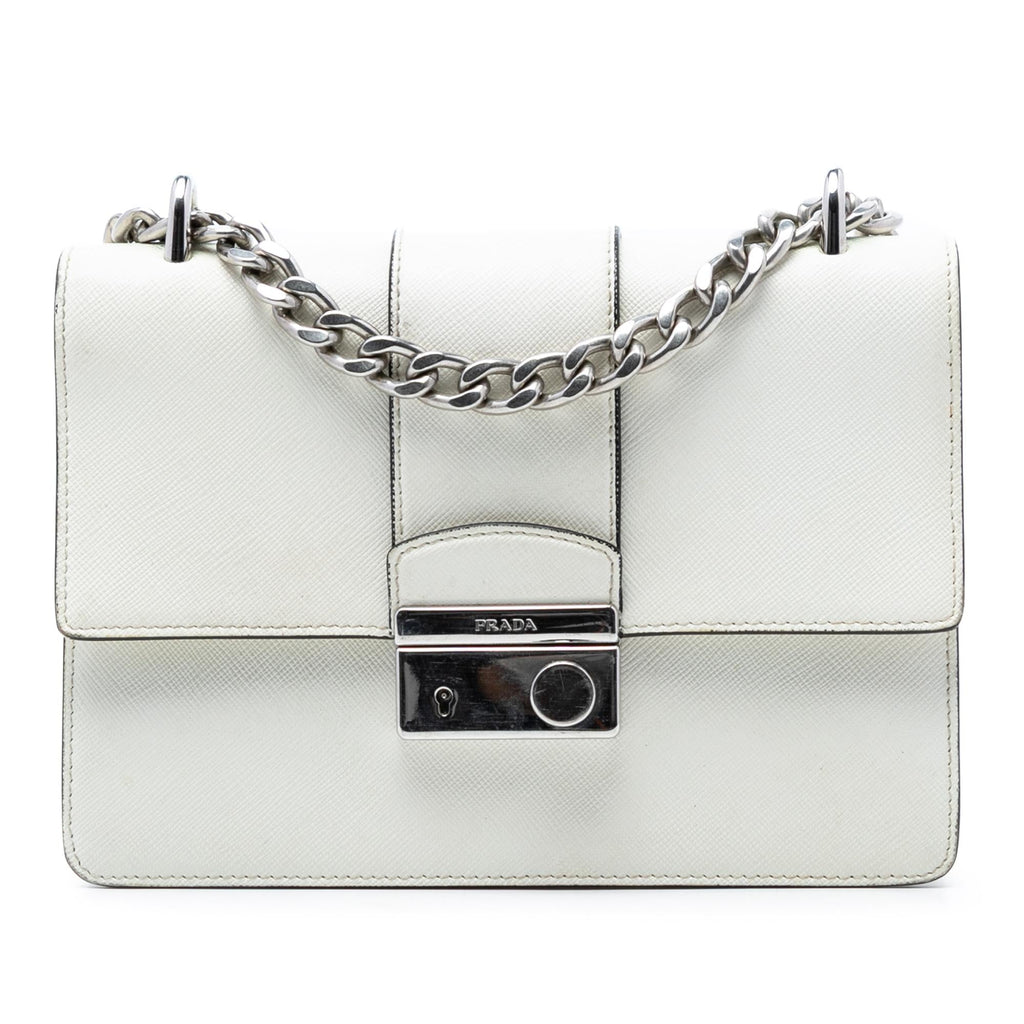Prada Small Saffiano Sound Lock Chain Crossbody