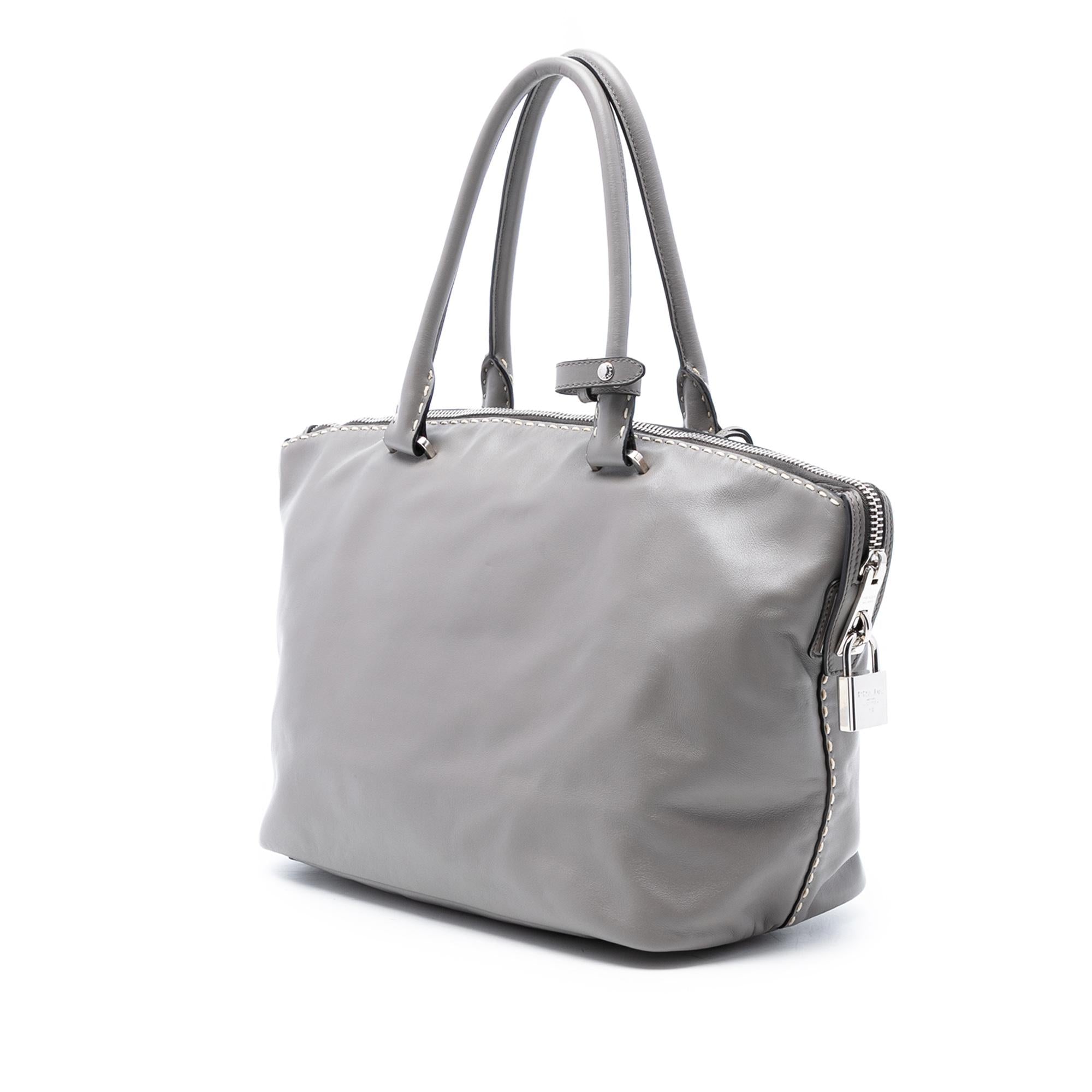 Prada Smooth Calfskin Hand Stitched Double Handle Satchel