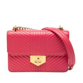Prada Soft Calf Chevron Impunture Turn Lock Chain Crossbody