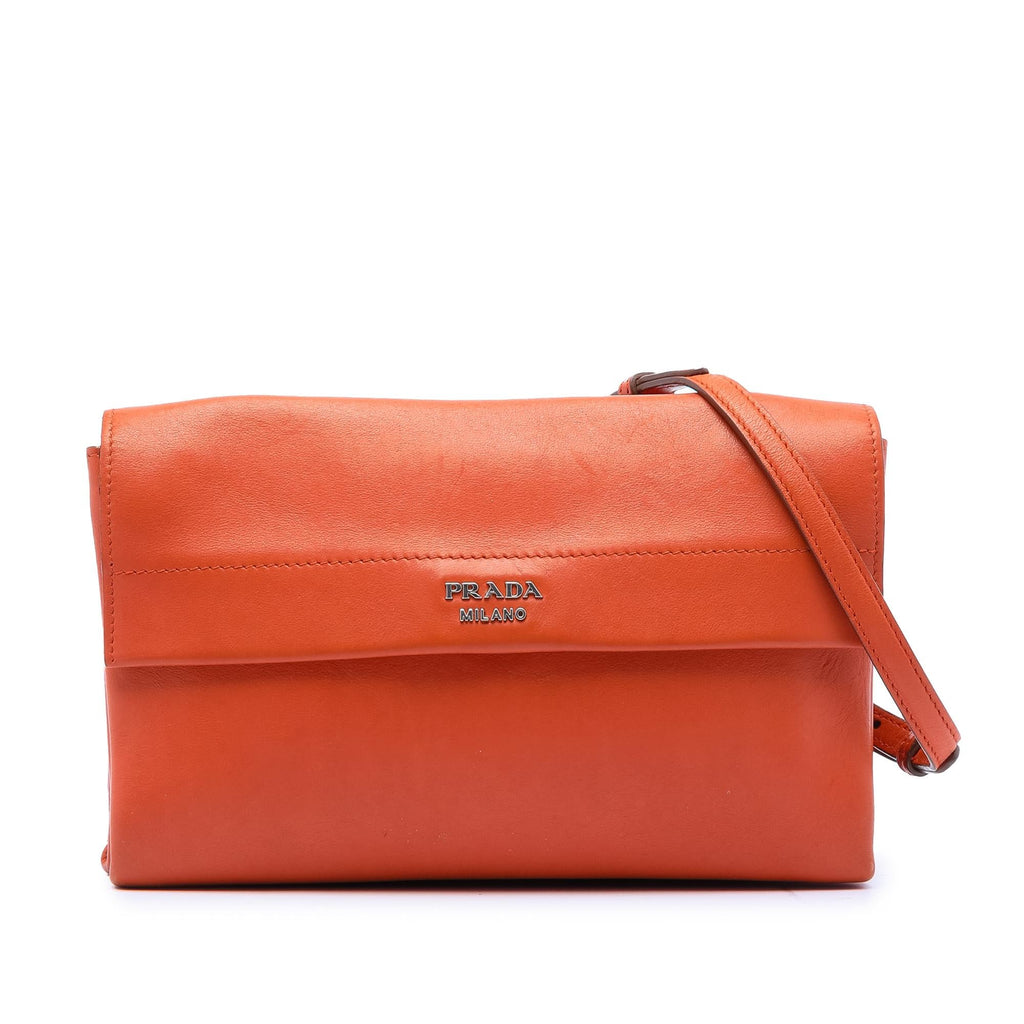Prada Soft Calf Double Turnlock Crossbody