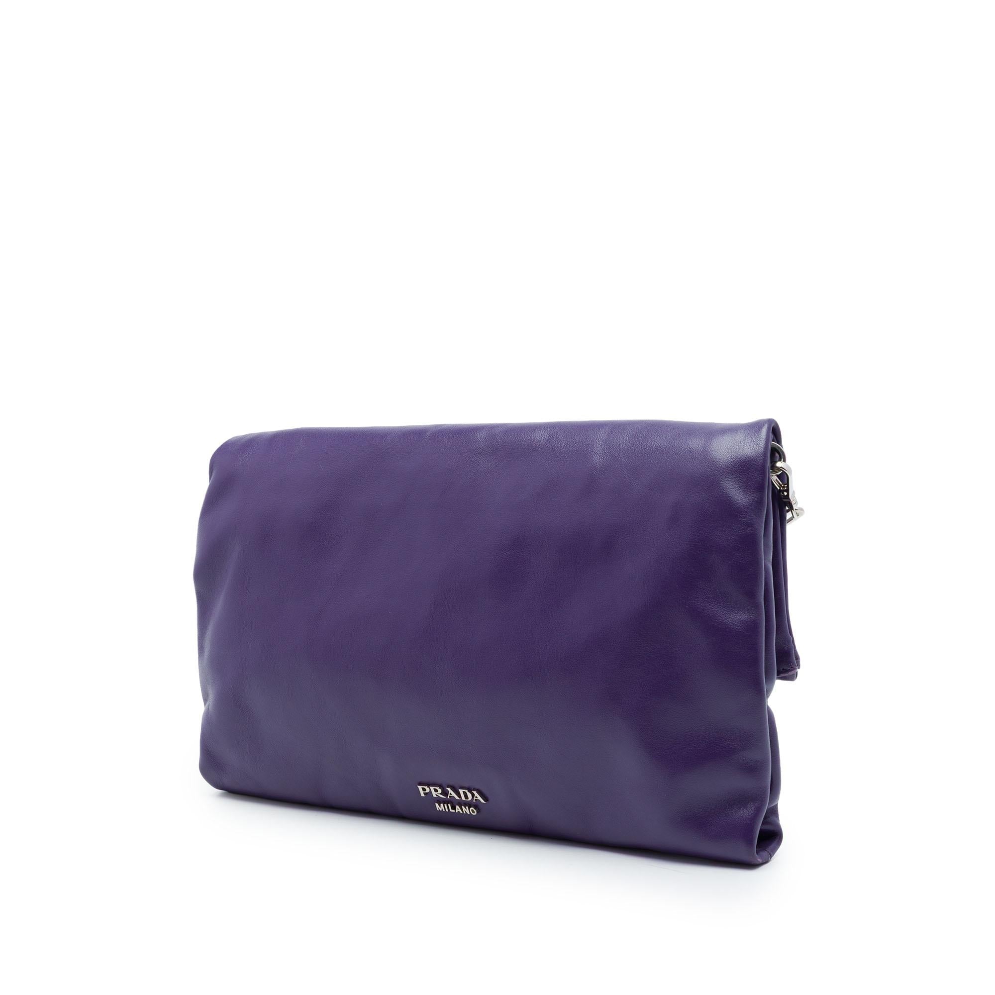 Prada Soft Calf Fold Over Shoulder Bag