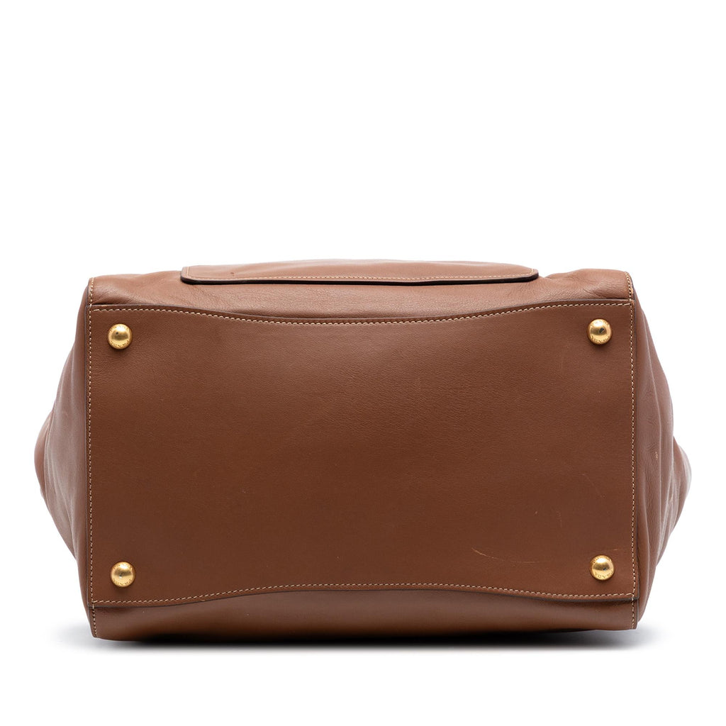 Prada Soft Calf Front Pocket Open Convertible Tote